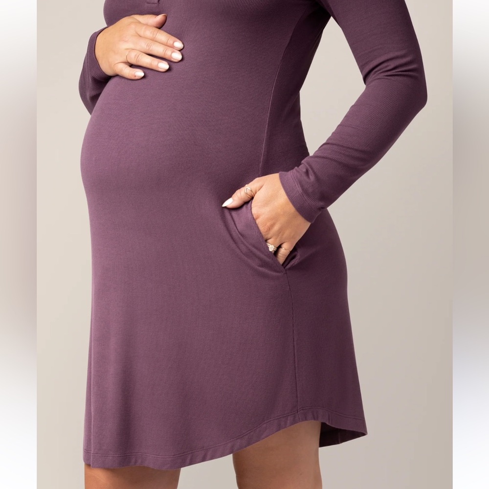 Kindred Bravely Riley Ribbed Bamboo Maternity & Nursing Nightgown Size Large - Picture 8 of 12